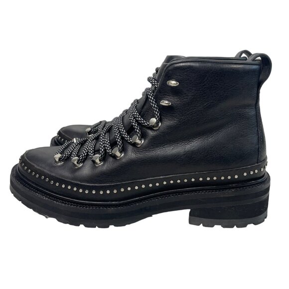 Rag & Bone Women's Lace Up Black Compass Ankle Leather Boots Sz 7 - NWOB - Picture 2 of 10